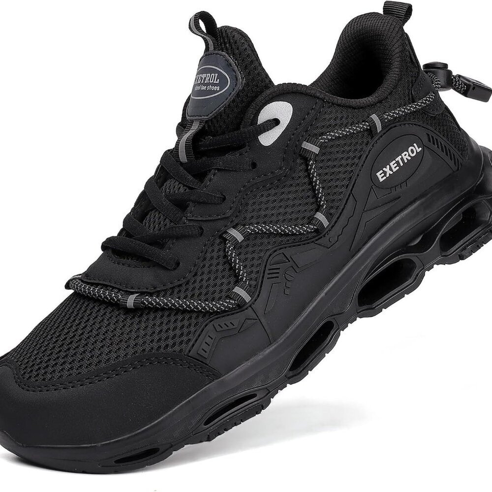 Steel Toe Sneakers Unisex Lightweight Breathable Work Shoes Rubber Sole